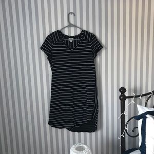 Merona Black/White Striped Textured T-shirt Dress